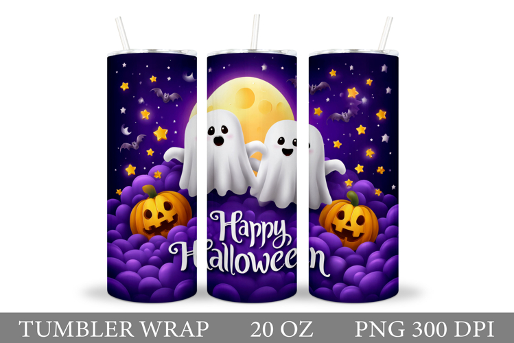 Cute Halloween Pumpkin Tumbler. Cute Ghost Tumbler Design