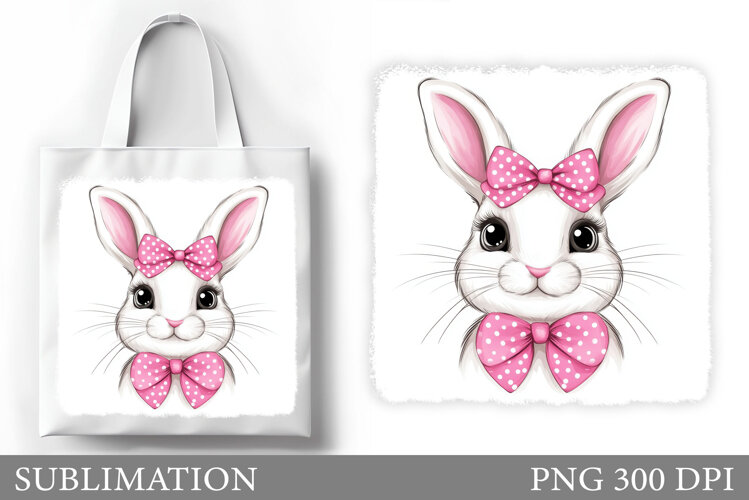 Cute Bunny Tote Bag Design. Bunny Sublimation example image 1