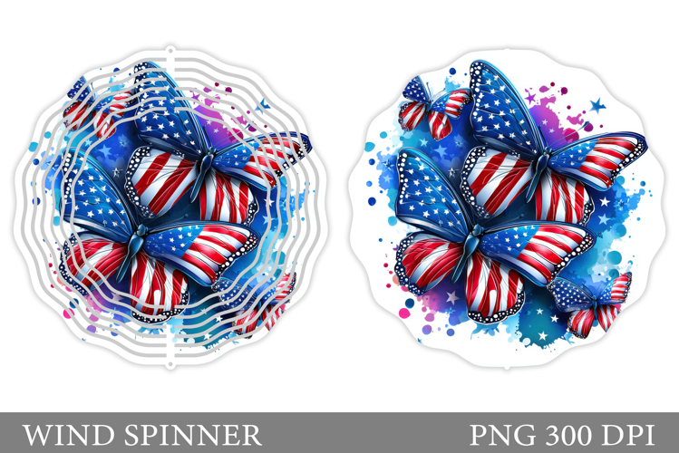 Patriotic Butterflies Wind Spinner. Patriotic Wind Spinner