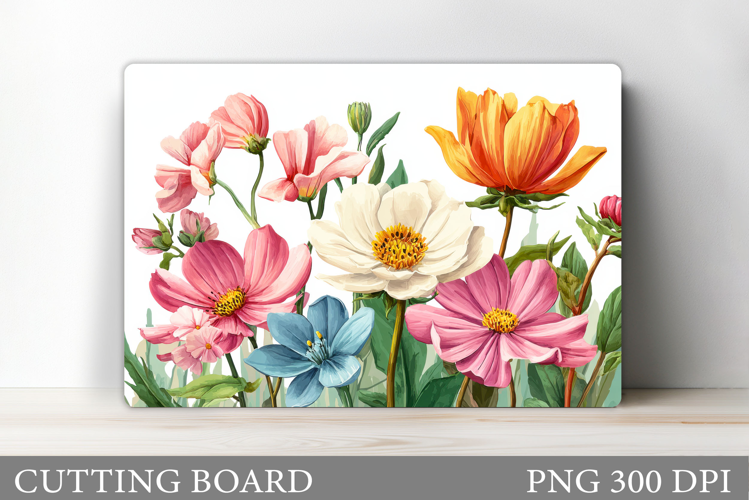 Flowers Cutting Board Sublimation. Wildflowers Cutting Board