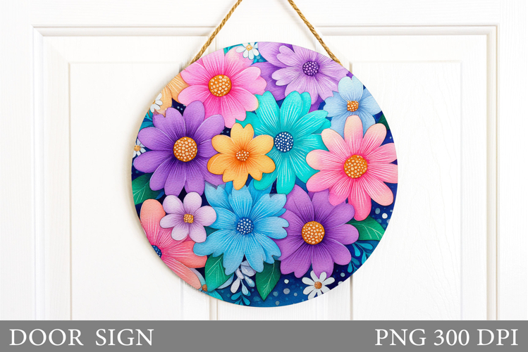 Floral Door Sign Sublimation. Flowers Door Sign Design