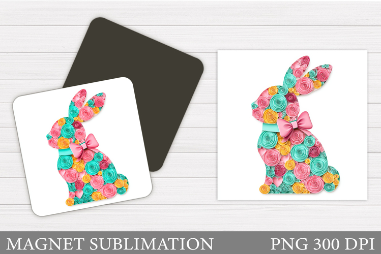Floral Bunny Magnet Design. Bunny Magnet Sublimation
