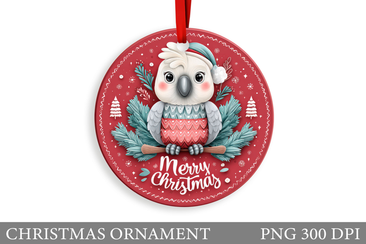 Cute Parrot Christmas Ornament. Christmas Sublimation