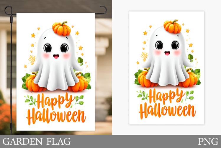 Halloween Ghost Garden Flag. Cute Halloween Garden Flag
