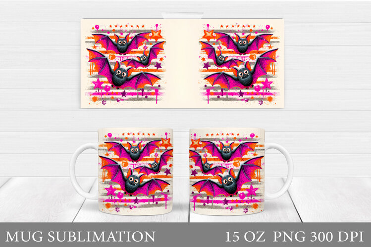 Halloween Bat Mug Design. Halloween Mug Sublimation example image 1