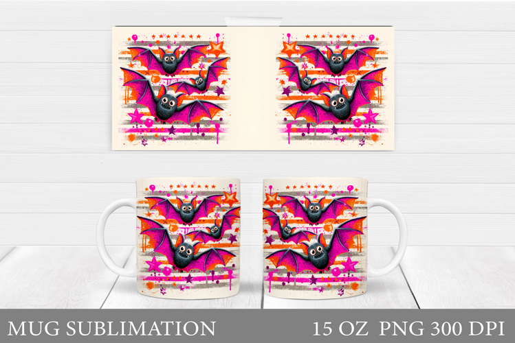 Halloween Bat Mug Design. Halloween Mug Sublimation