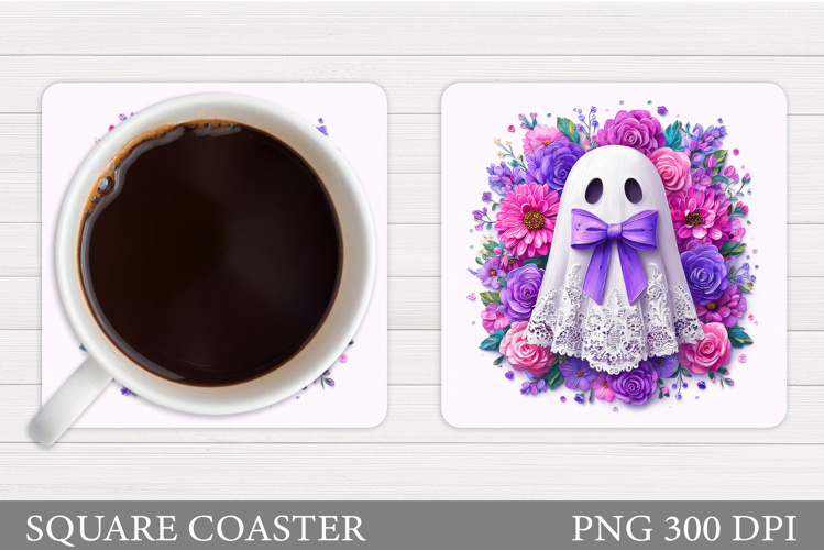 Ghost Coaster Design. Halloween Coaster Sublimation