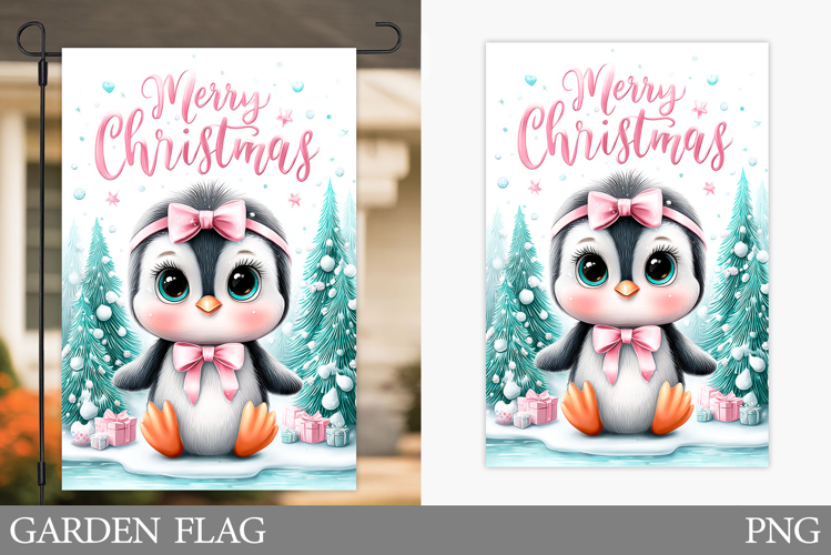Penguin Garden Flag. Christmas Garden Flag Sublimation