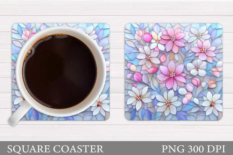 Wildflowers Coaster Design. Floral Coaster Sublimation example image 1