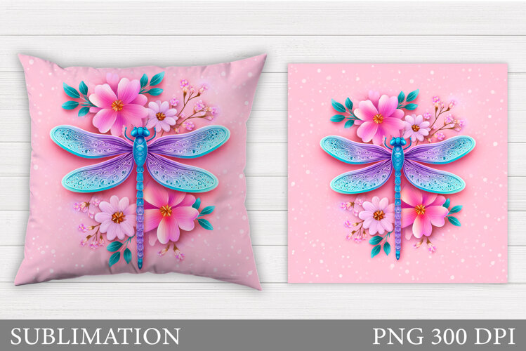 Dragonfly Pillow Design. Dragonfly Sublimation example image 1