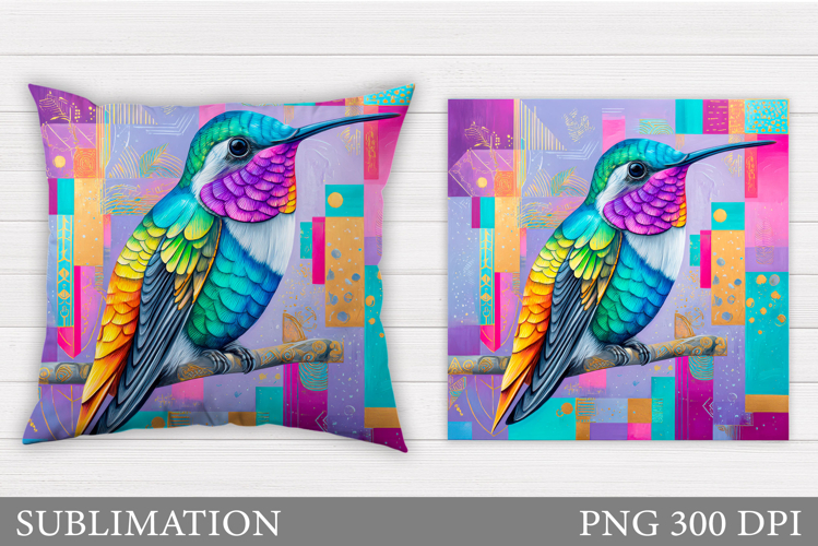 Hummingbird Pillow Design. Hummingbird Sublimation example image 1