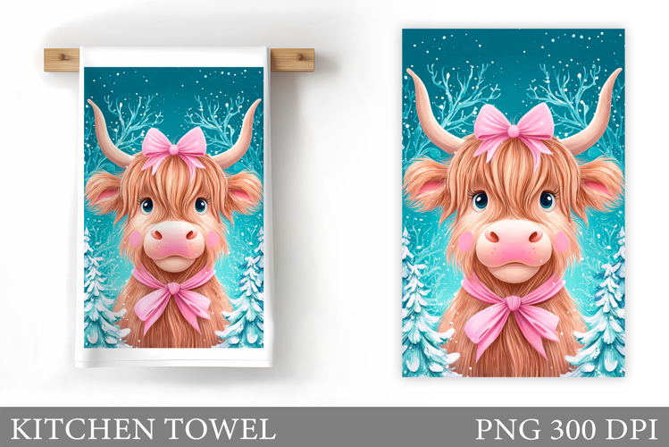 Christmas Cow Kitchen Towel. Christmas Kitchen Towel Design