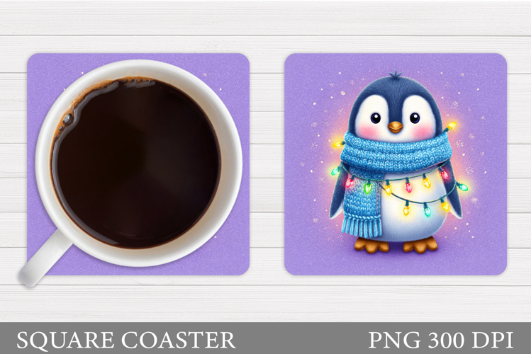 Christmas Penguin Coaster. Christmas Coaster Sublimation