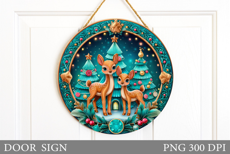 Christmas Deer Door Sign. Christmas Door Sign Sublimation