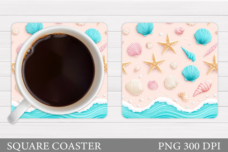 Beach Coaster Sublimation. Sea Coaster Design