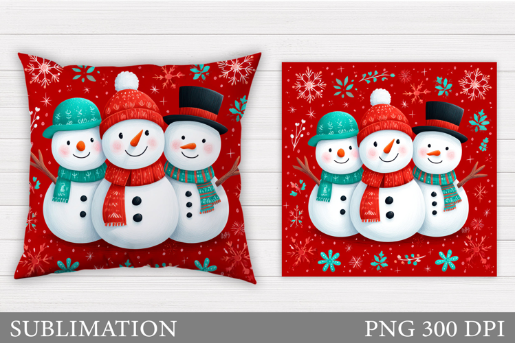 Cute Snowman Pillow Sublimation. Christmas Pillow Design