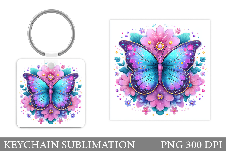 Butterfly Keychain Design. Butterfly Flowers Keychain