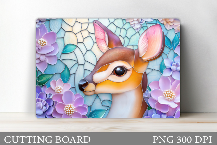 Cute Deer Cutting Board. Deer Flowers Cutting Board Design
