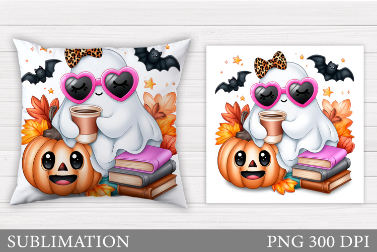 Fall Ghost Pillow Design. Cute Ghost Pillow Sublimation