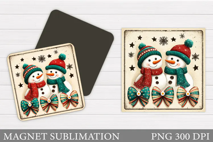Cute Snowman Magnet Design. Christmas Magnet Sublimation