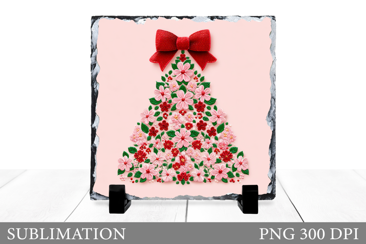 Floral Christmas Tree Slate. Christmas Tree Sublimation