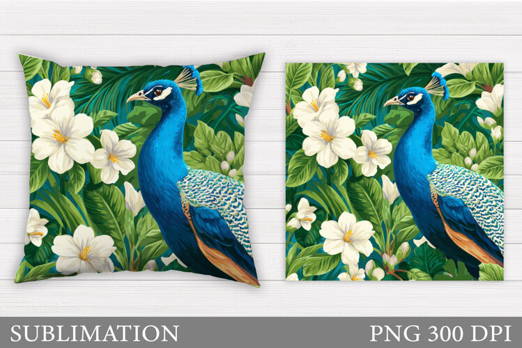 Peacock Pillow Sublimation. Peacock Sublimation example image 1