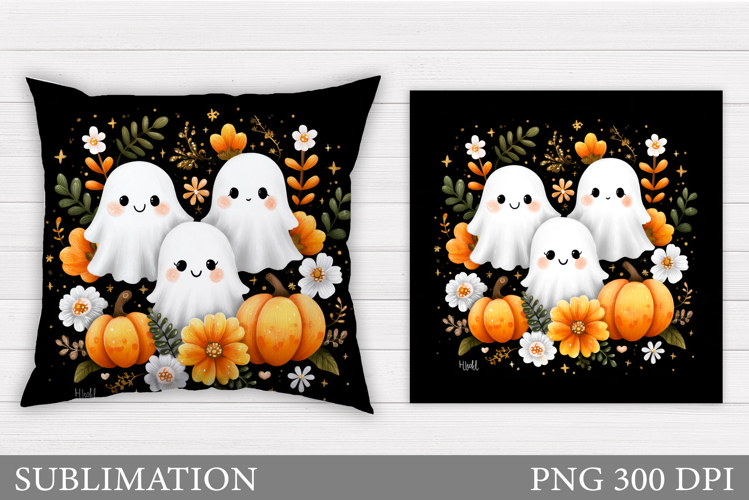 Cute Ghost Pillow Design. Cute Ghost Sublimation