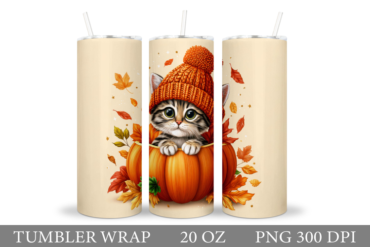 Fall Cat Tumbler Design. Fall Tumbler Sublimation
