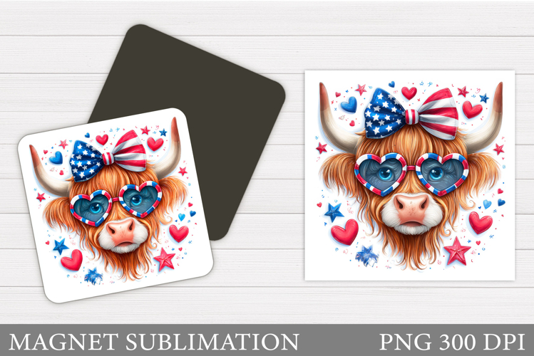 Patriotic Cow Magnet Design. Patriotic Magnet Sublimation