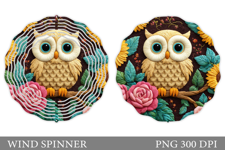 Cute Owl Wind Spinner Design. Owl Summer Wind Spinner