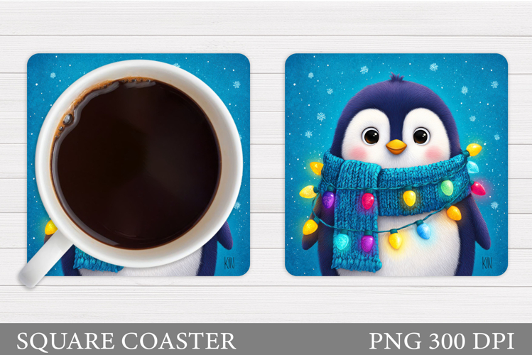 Christmas Penguin Coaster. Christmas Coaster Design