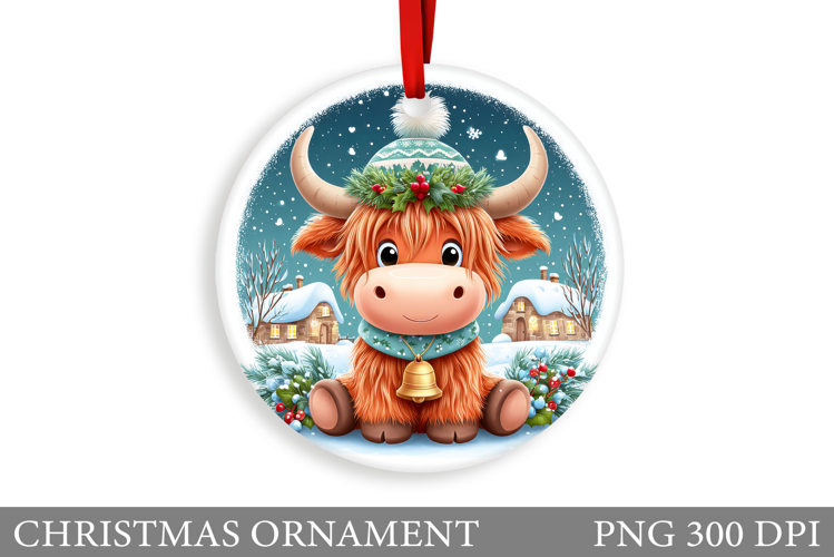 Cute Cow Christmas Ornament. Christmas Ornament Sublimation