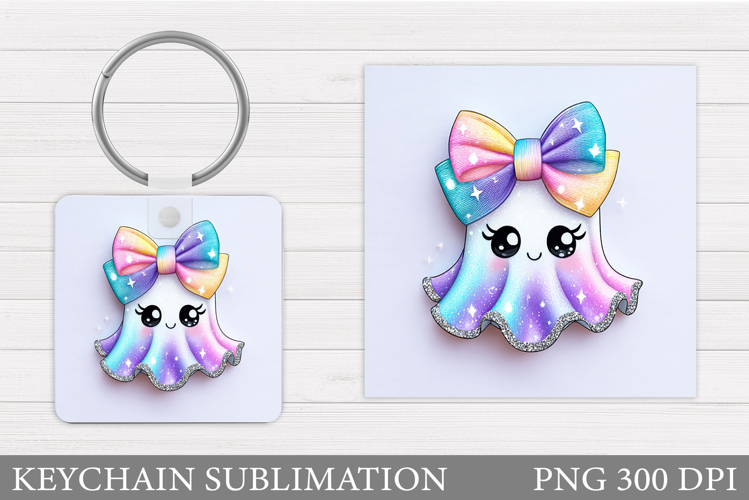 Cute Ghost Keychain Design. Cute Halloween Keychain