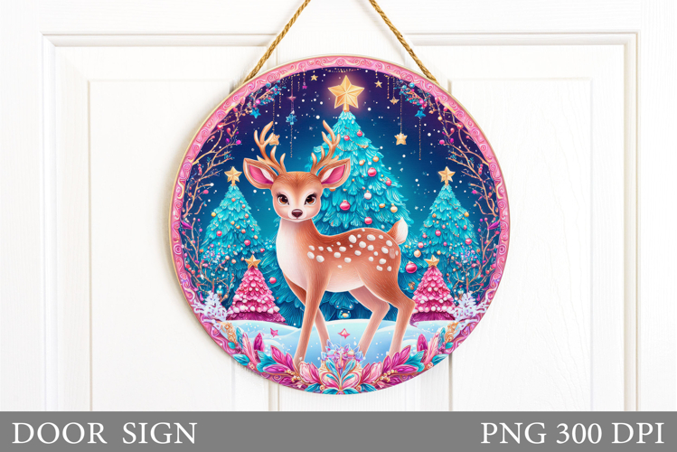 Christmas Deer Door Sign. Christmas Door Sign Sublimation