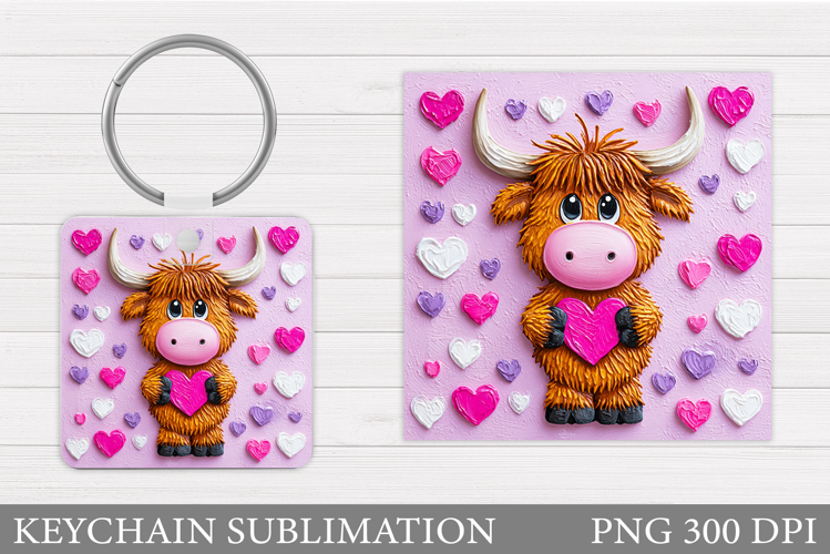 Valentines Cow Keychain. Valentine Keychain Sublimation
