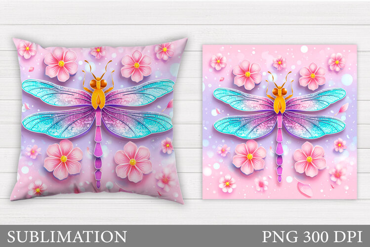 Dragonfly Sublimation. Dragonfly Pillow Design example image 1