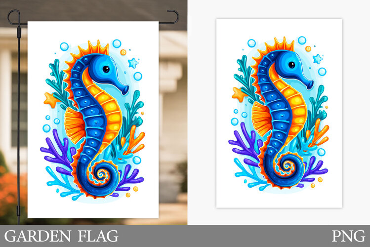 Seahorse Garden Flag Design. Seahorse Sublimation example image 1