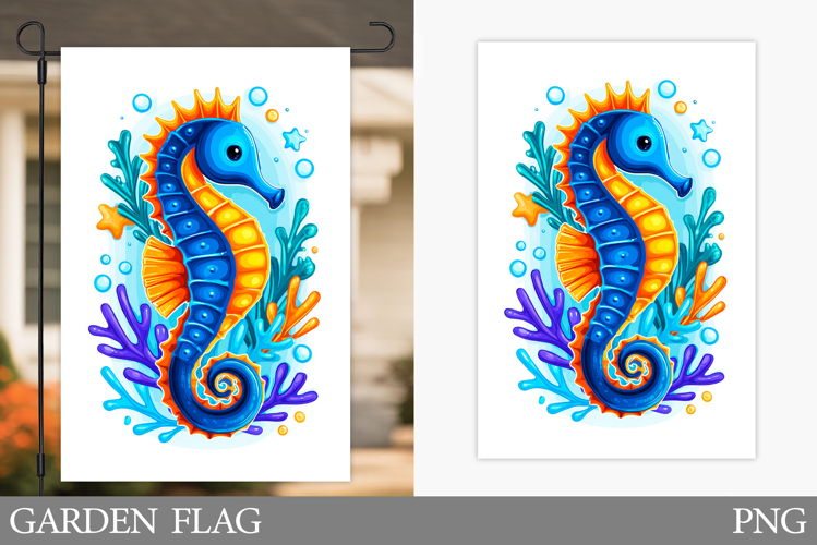 Seahorse Garden Flag Design. Seahorse Sublimation