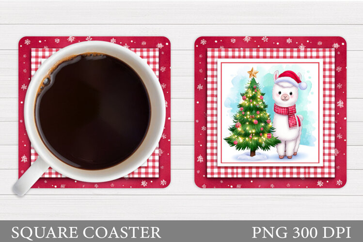 Christmas Lama Coaster Design. Christmas Coaster Sublimation example image 1