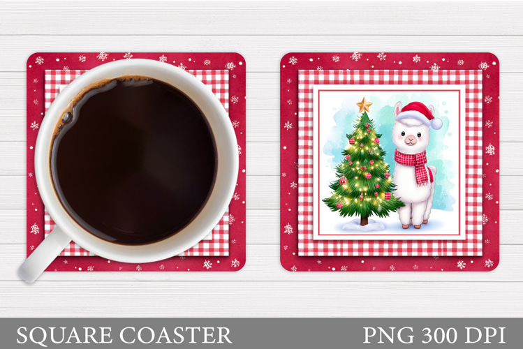 Christmas Lama Coaster Design. Christmas Coaster Sublimation