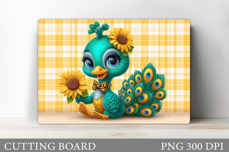 Peacock Cutting Board Design. Cute Peacock Sublimation