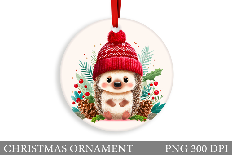 Cute Hedgehog Christmas Ornament. Cute Hedgehog Sublimation