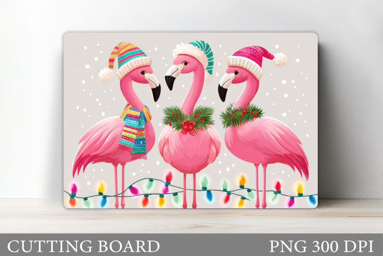 Christmas Flamingo Cutting Board. Christmas Cutting Board