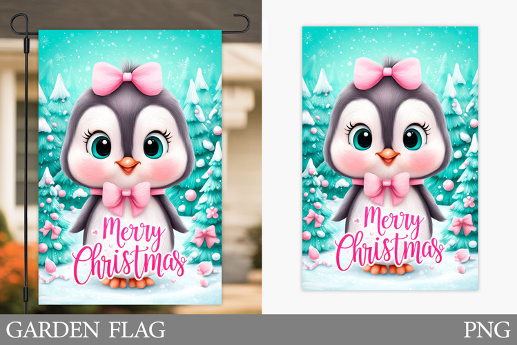 Penguin Garden Flag. Christmas Garden Flag Sublimation