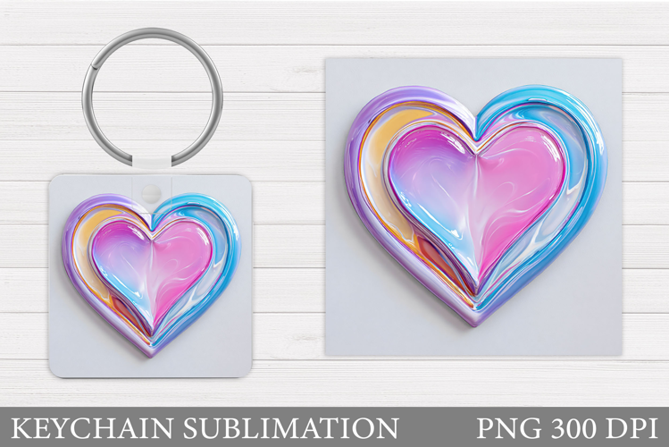 Heart Keychain Sublimation. Valentine Keychain Design