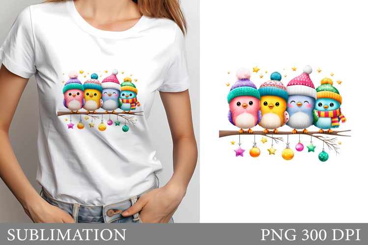 Christmas Bird T-Shirt Design. Christmas Bird Sublimation