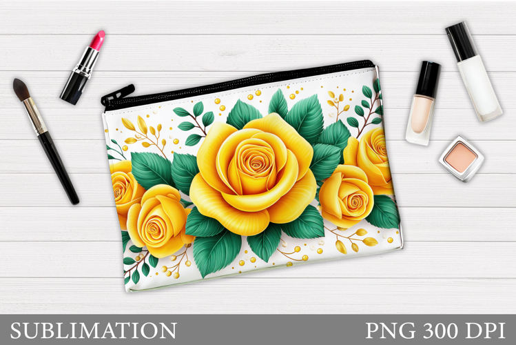 Roses Makeup Bag Sublimation. Floral Makeup Bag Design example image 1