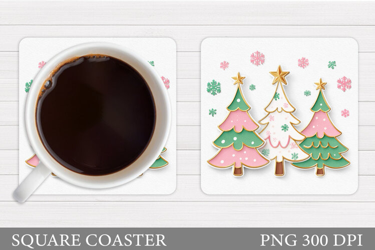Christmas Tree Coaster Sublimation. Christmas Coaster Design example image 1