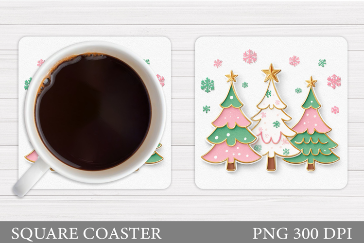 Christmas Tree Coaster Sublimation. Christmas Coaster Design