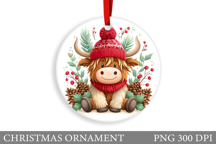 Cute Cow Christmas Ornament. Christmas Ornament Sublimation